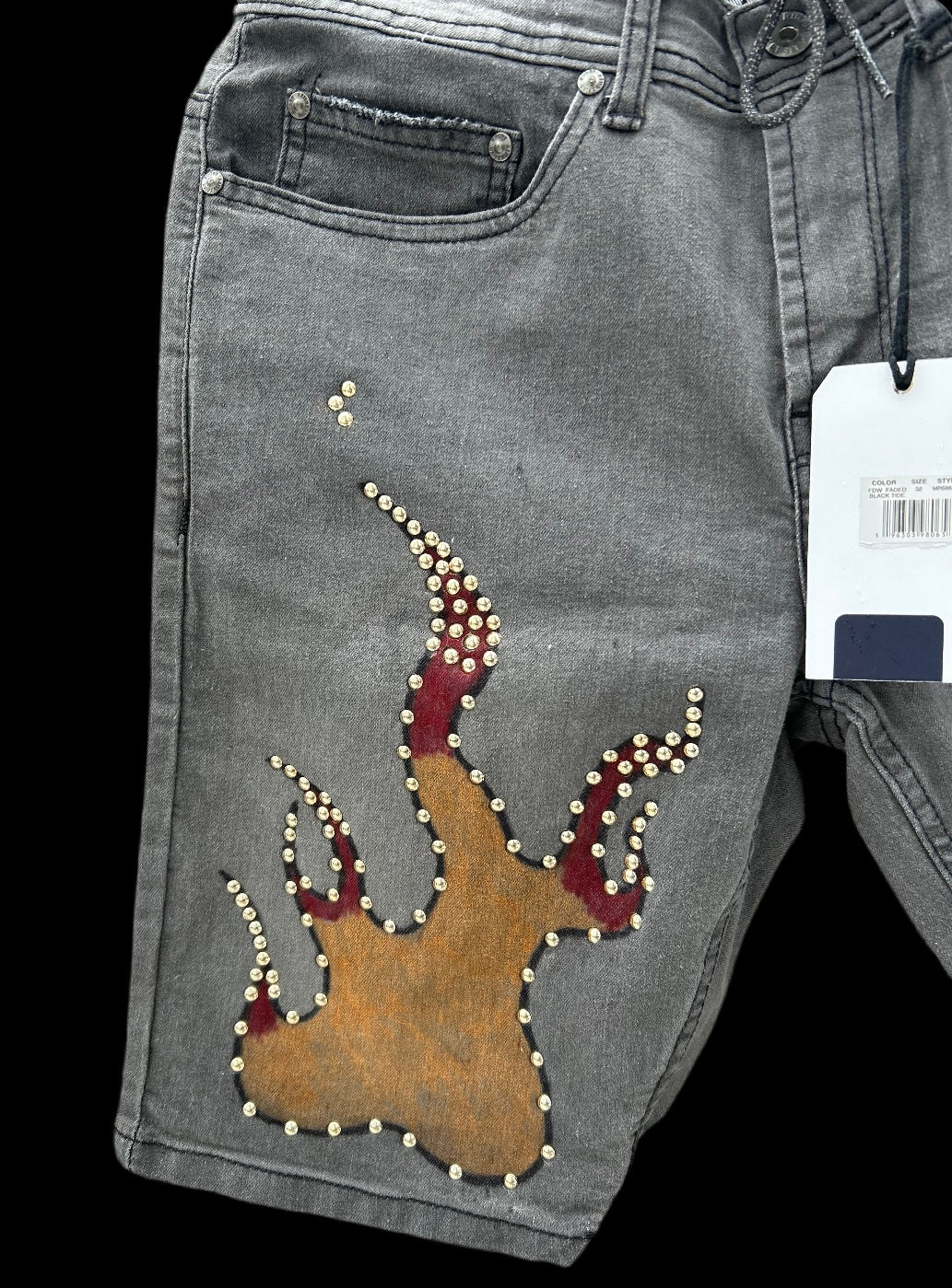 1/1 STUDDED DENIM JORTS VINTAGE FADED USA