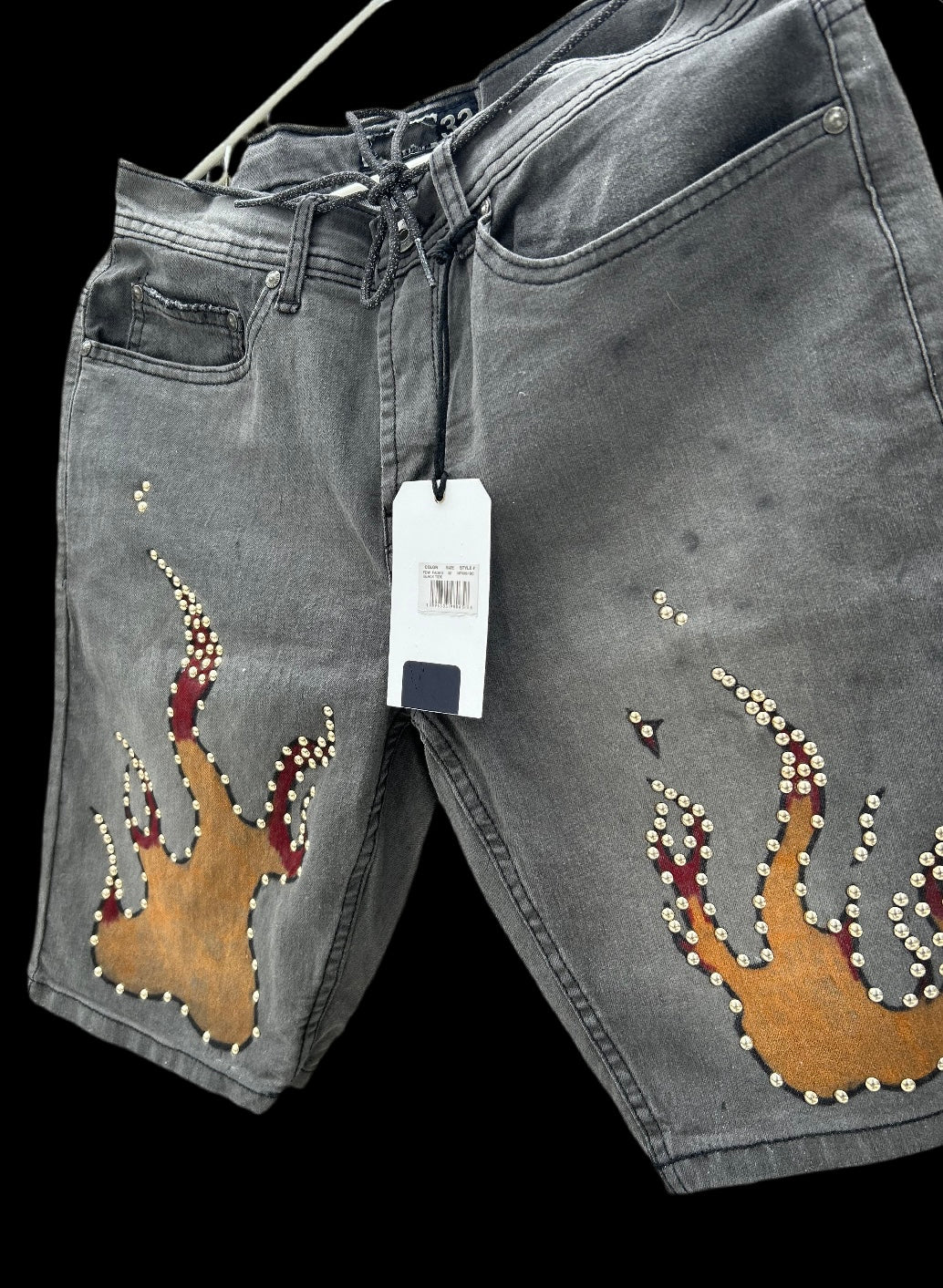 1/1 STUDDED DENIM JORTS VINTAGE FADED USA