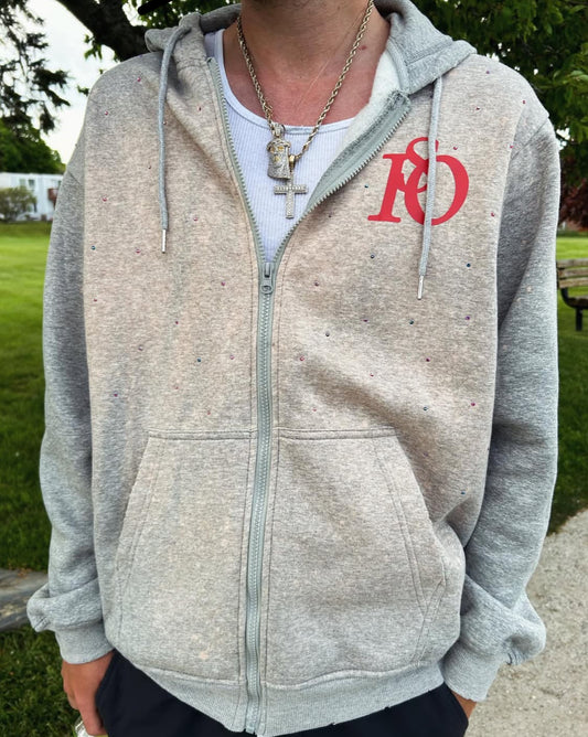 SUN DIED MULTI-RHINESTONE ZIP UP